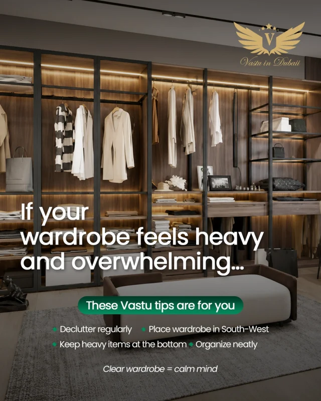 In Vastu, your wardrobe isn’t just storage it reflects how organized and supported you feel in your daily life. A cluttered, overloaded space can create mental overwhelm, while a clean, well-placed wardrobe brings ease and clarity.

Simple shifts make all the difference:
Keep it decluttered, organize with intention, place heavier items at the bottom, and if possible, align your wardrobe in the South-West for better stability.

Because when your space feels lighter… so do you 🤍

#vastutips #mindfulliving #declutteryourlife #homeenergy #organizedspace
