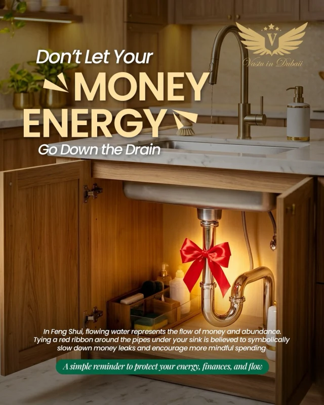 Is Your Money Energy Flowing Out Too Fast? 💸🚰

In Feng Shui, water symbolizes wealth and abundance. When water flows out of the home, it can represent money leaving just as quickly.

A simple remedy is tying a red ribbon around the pipes beneath your sink. This symbolic practice is believed to help slow down “money leaks” while encouraging greater awareness of your spending habits.

As you place the ribbon, set an intention:
✨ “I attract abundance.”
✨ “I manage my finances wisely.”
✨ “Money flows to me and stays with me.”

Sometimes, the smallest rituals become the most powerful reminders.

Save this post for your next home energy reset 🏡💫

#FengShui #vastuindubaii #MoneyEnergy #WealthMindset #abundance