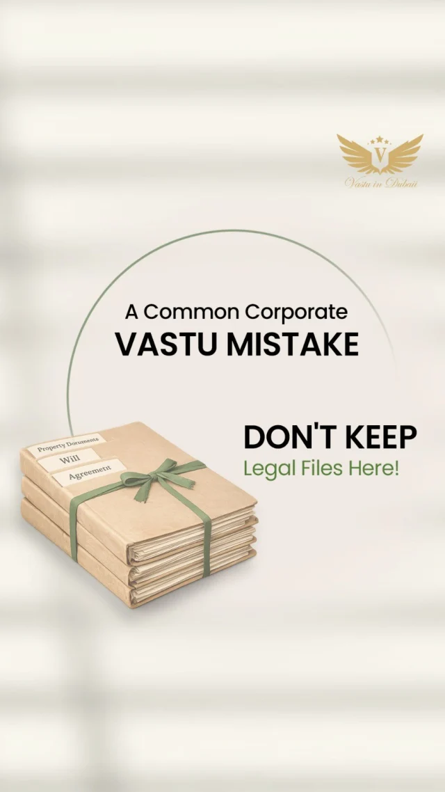 📂 Not every important file should be stored in the same place.

In Corporate Vastu, the purpose of a file should determine where it belongs.

While long-term assets, important records, and business documents are often associated with stability litigation files represent matters that you want resolved not prolonged. That’s why many Corporate Vastu principles associate legal files with the North-West, a direction linked with movement and transition.

The idea is simple:
✔️ Store assets where stability is desired.
✔️ Place matters requiring closure in a zone associated with movement.

Corporate Vastu isn’t about superstition it’s about creating an environment that aligns with the function of your business.

Have you ever considered how your office layout could influence workflow and decision-making?

#corporatevastu #officevastu #businessvastu #workspacedesign #vastuindubaii