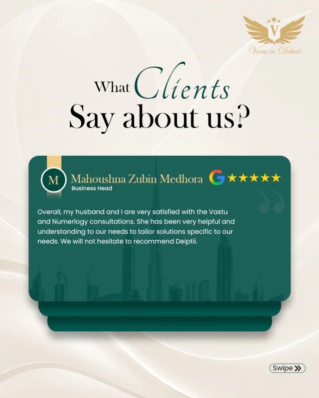Don’t just take our word for it hear it from our clients! 

From finding the perfect space to creating a more comfortable and productive environment, we’re proud to make every client experience exceptional. 

Swipe through to see what our clients have to say about working with us. ➡️

📍 Vastu in Dubaii | Creating spaces that feel right

#vastuindubaii aii #clienttestimonials #happyclients #vastu